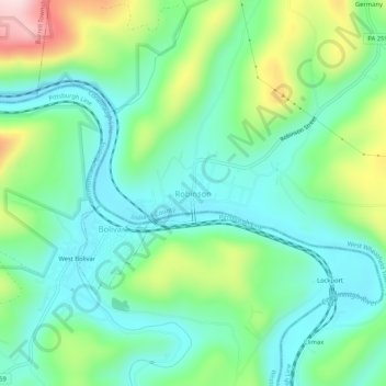 Mapa topográfico Robinson, altitud, relieve