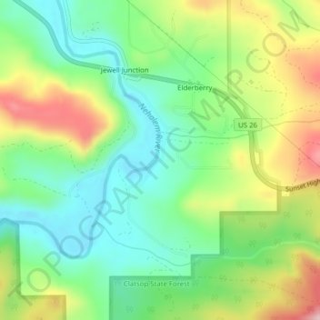 Mapa topográfico Mishawaka, altitud, relieve