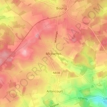 Mapa topográfico Mîchamps, altitud, relieve