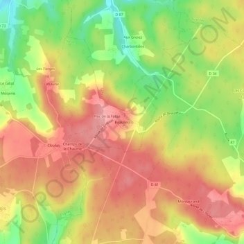 Mapa topográfico Beaulieu, altitud, relieve