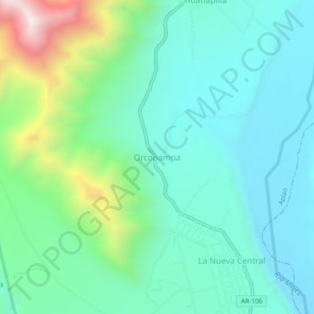 Mapa topográfico Orcopampa, altitud, relieve