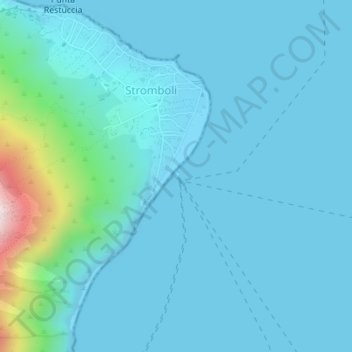 Mapa topográfico Stromboli Porto, altitud, relieve