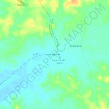 Mapa topográfico La Nevada, altitud, relieve