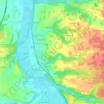 Mapa topográfico Beauchail, altitud, relieve