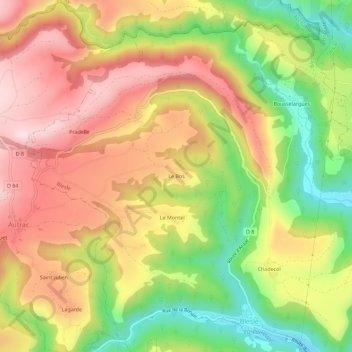 Mapa topográfico Le Bos, altitud, relieve