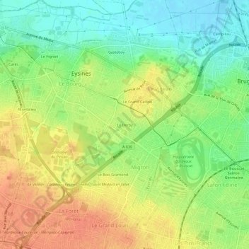 Mapa topográfico Le Derby, altitud, relieve