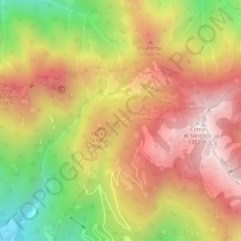 Mapa topográfico Taurine, altitud, relieve