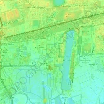 Mapa topográfico Novegro, altitud, relieve