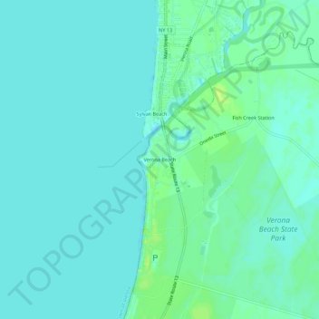 Mapa topográfico Verona Beach, altitud, relieve