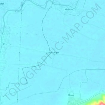 Mapa topográfico Cangkringan, altitud, relieve