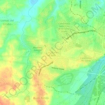 Mapa topográfico Los Batos, altitud, relieve