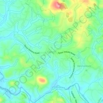 Mapa topográfico Oyoor, altitud, relieve