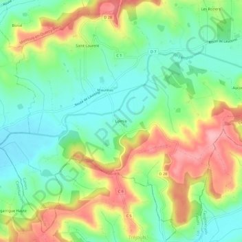 Mapa topográfico Lolmie, altitud, relieve