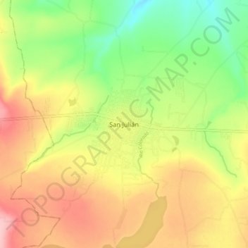 Mapa topográfico San Julián, altitud, relieve
