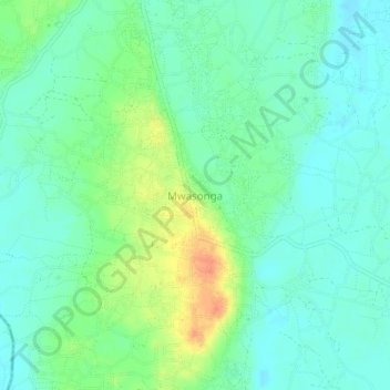 Mapa topográfico Mwasonga, altitud, relieve
