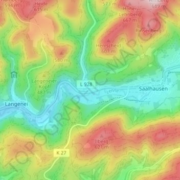 Mapa topográfico Gleierbrück, altitud, relieve