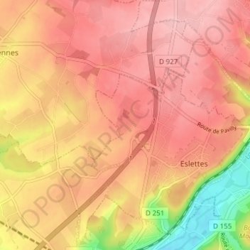 Mapa topográfico La Ratière, altitud, relieve