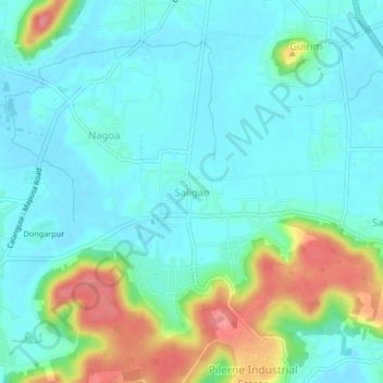 Mapa topográfico Saligao, altitud, relieve