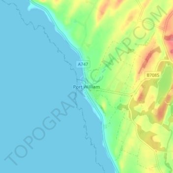 Mapa topográfico Port William, altitud, relieve
