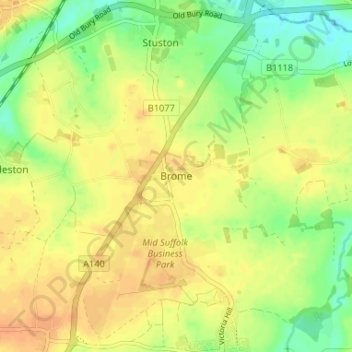 Mapa topográfico Brome, altitud, relieve