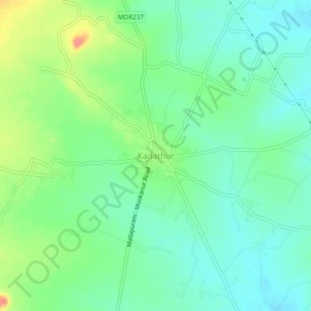 Mapa topográfico Kadathur, altitud, relieve