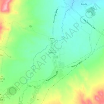 Mapa topográfico Iglesia, altitud, relieve