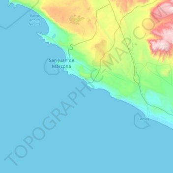 Mapa topográfico Isla Lobos, altitud, relieve