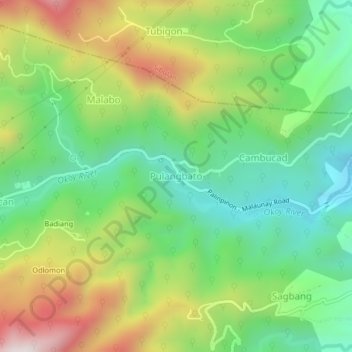 Mapa topográfico Pulangbato, altitud, relieve