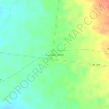 Mapa topográfico Guantanamo, altitud, relieve
