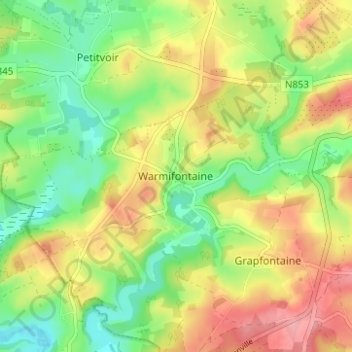 Mapa topográfico Warmifontaine, altitud, relieve