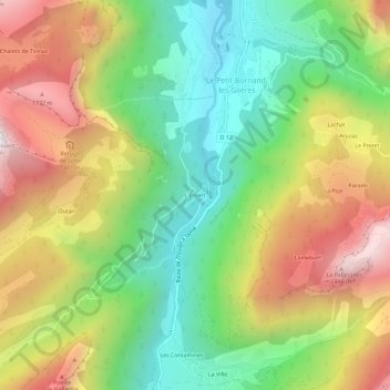 Mapa topográfico L'Essert, altitud, relieve