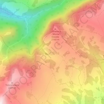 Mapa topográfico Sturm Leger Alm, altitud, relieve