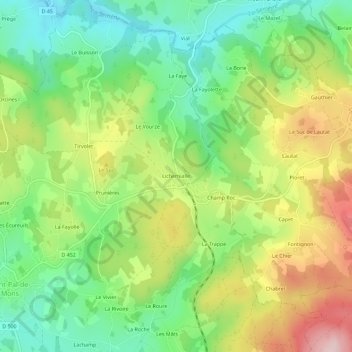 Mapa topográfico Lichemialle, altitud, relieve