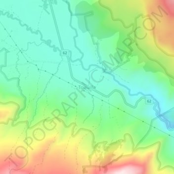Mapa topográfico Toquilla, altitud, relieve