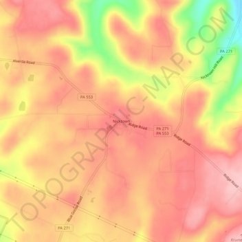 Mapa topográfico Nicktown, altitud, relieve