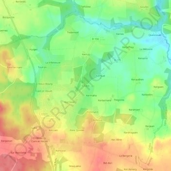 Mapa topográfico Couba, altitud, relieve