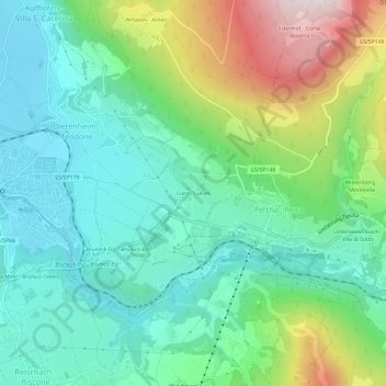 Mapa topográfico Lunes, altitud, relieve