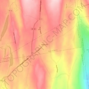 Mapa topográfico Reidsville, altitud, relieve