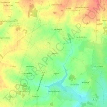 Mapa topográfico La Severie, altitud, relieve