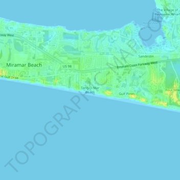Mapa topográfico Tang-O-Mar Beach, altitud, relieve