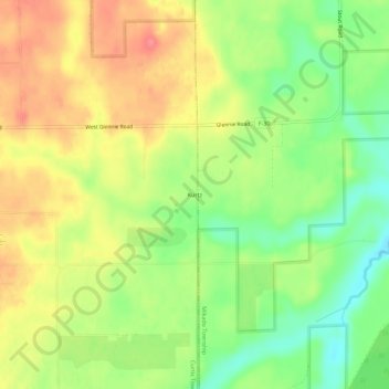 Mapa topográfico Kurtz, altitud, relieve