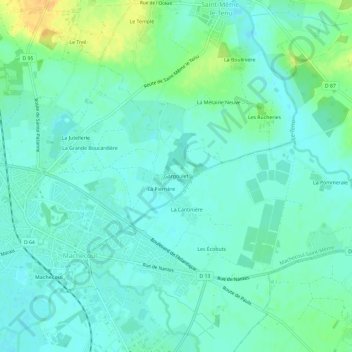 Mapa topográfico Gargoulet, altitud, relieve