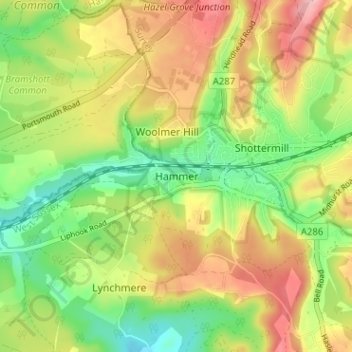 Mapa topográfico Hammer, altitud, relieve