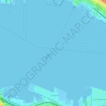Mapa topográfico Burrard Inlet, altitud, relieve