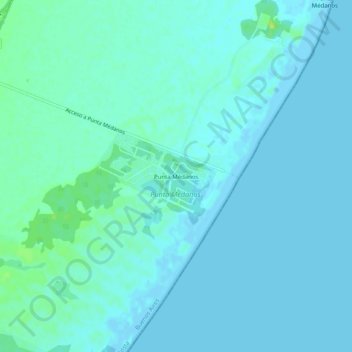 Mapa topográfico Punta Médanos, altitud, relieve