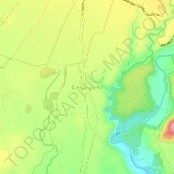 Mapa topográfico El Alpuyequito, altitud, relieve