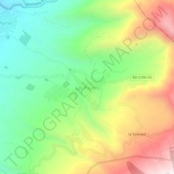 Mapa topográfico Los Pajales, altitud, relieve