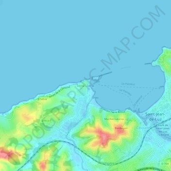 Mapa topográfico Socoa - Zokoa, altitud, relieve