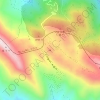 Mapa topográfico Skafida, altitud, relieve