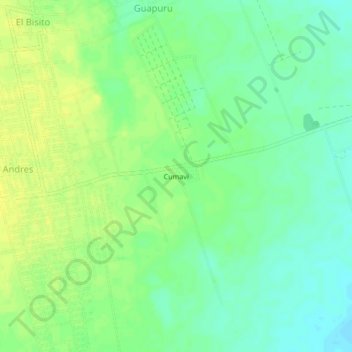 Mapa topográfico Cumavi, altitud, relieve